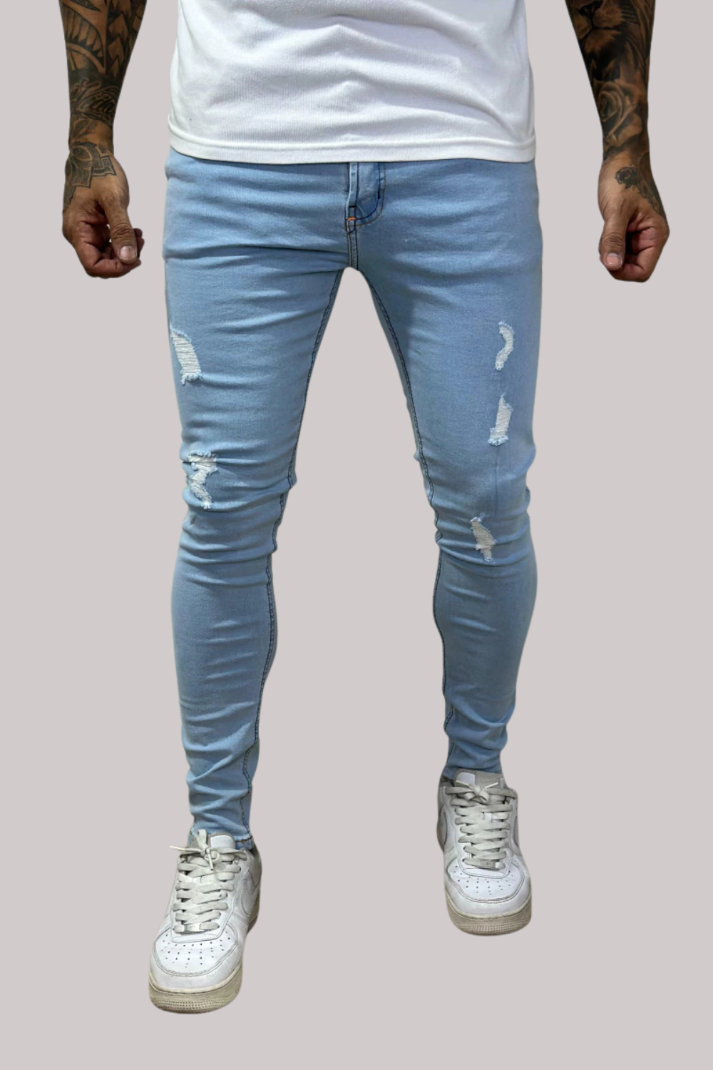 CALÇA LLEVA SUPER SKINNY DESTROYED JEANS CLARO CJLLEVA0044