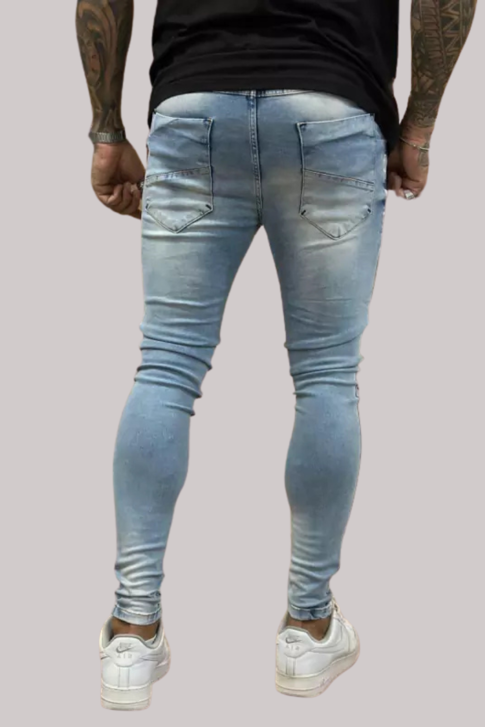 CALÇA JEANS LLEVA PREMIUM SKINNY DESTROYED JEANS CLARO