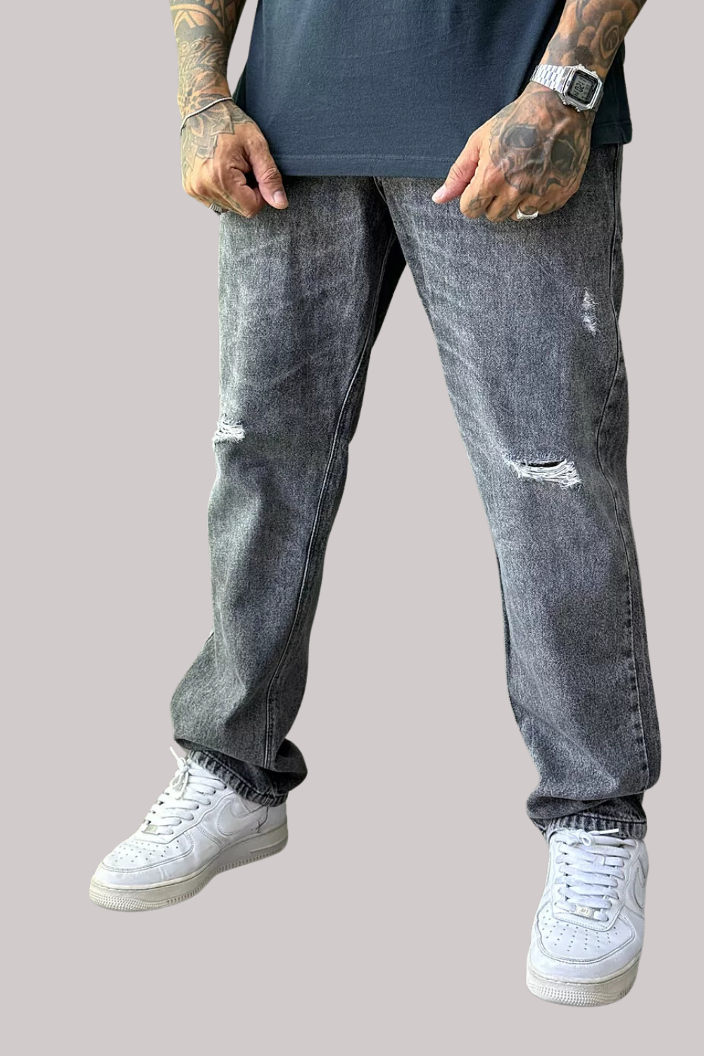 CALÇA JEANS BAGGY COM PUÍDOS GRAFITE JAY JONES JAY8116
