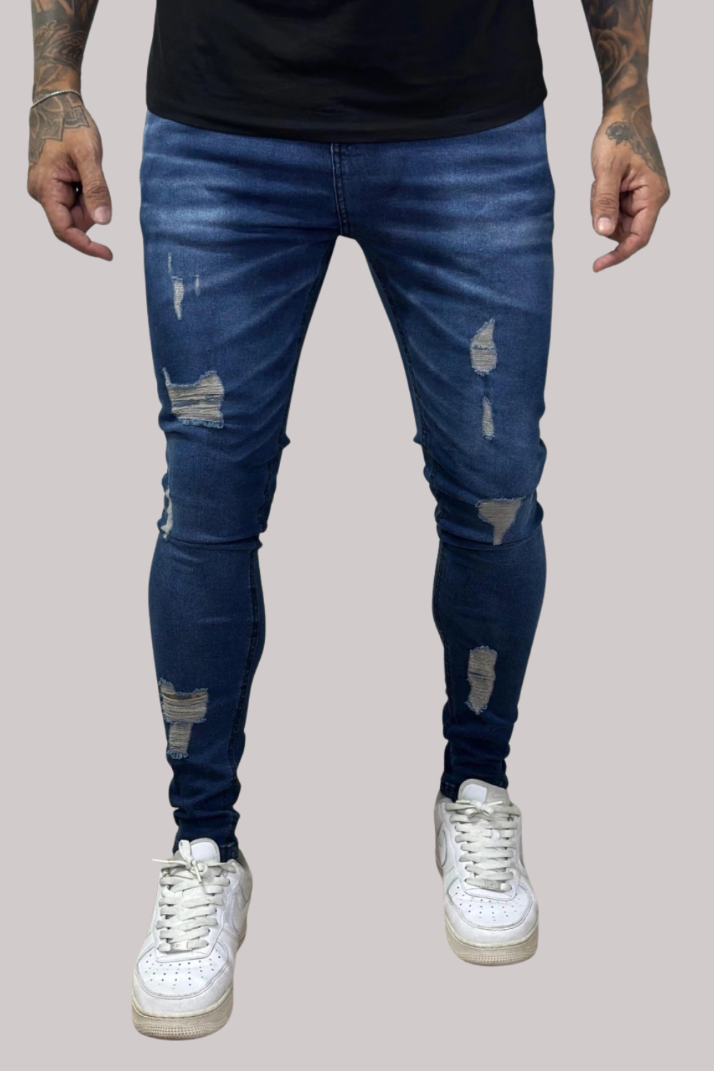 CALÇA LLEVA SUPER SKINNY DESTROYED JEANS ESCURO CJLLEVA0042