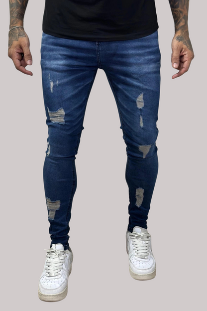 CALÇA LLEVA SUPER SKINNY DESTROYED JEANS ESCURO CJLLEVA0042