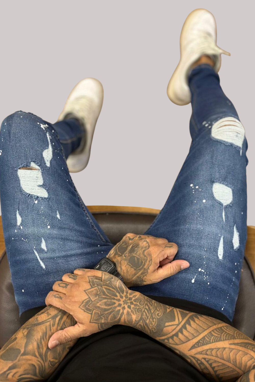 CALÇA LLEVA SUPER SKINNY DESTROYED JEANS ESCURO CJLLEVA0040