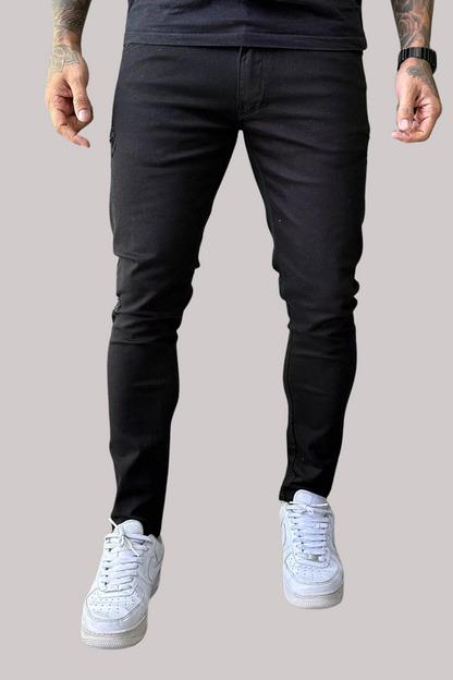 CALÇA JEANS PRETA COM PUÍDOS JAY JONES JAY8074