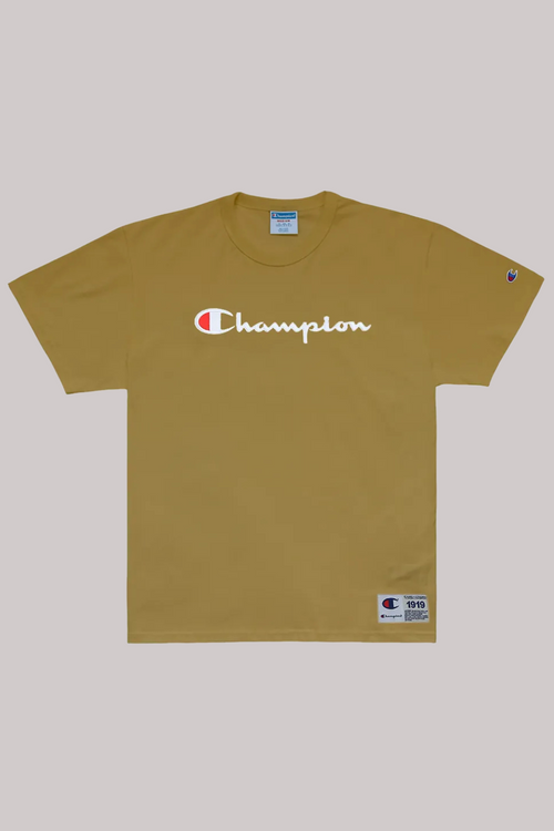 CAMISETA CHAMPION SCRIPT LOGO BORDADO EVA TECIDO MEIA MALHA GROSSO
