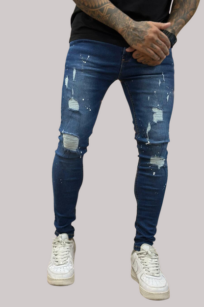 CALÇA LLEVA SUPER SKINNY DESTROYED JEANS ESCURO CJLLEVA0040