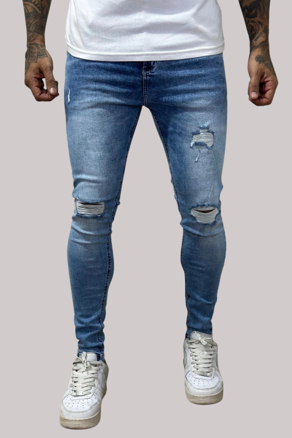 CALÇA LLEVA SUPER SKINNY DESTROYED JEANS CLARO CJLLEVA0041