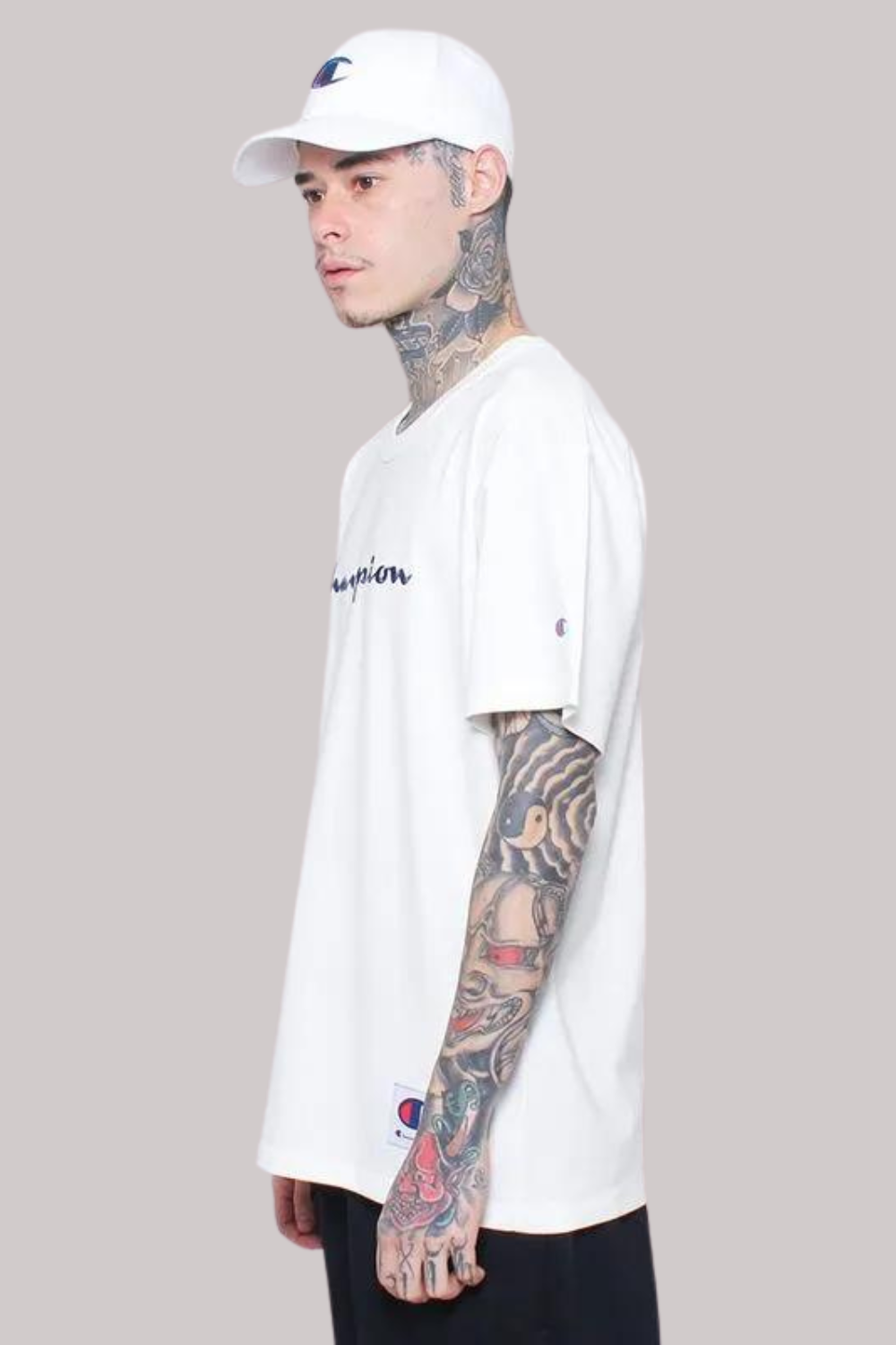 CAMISETA CHAMPION SCRIPT LOGO BORDADO EVA TECIDO MEIA MALHA GROSSO