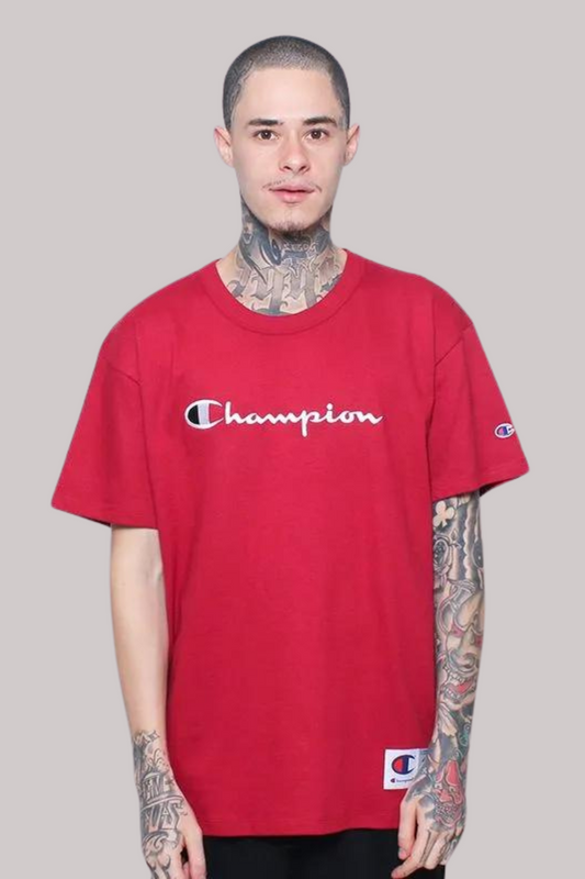 CAMISETA CHAMPION SCRIPT LOGO BORDADO EVA TECIDO MEIA MALHA GROSSO