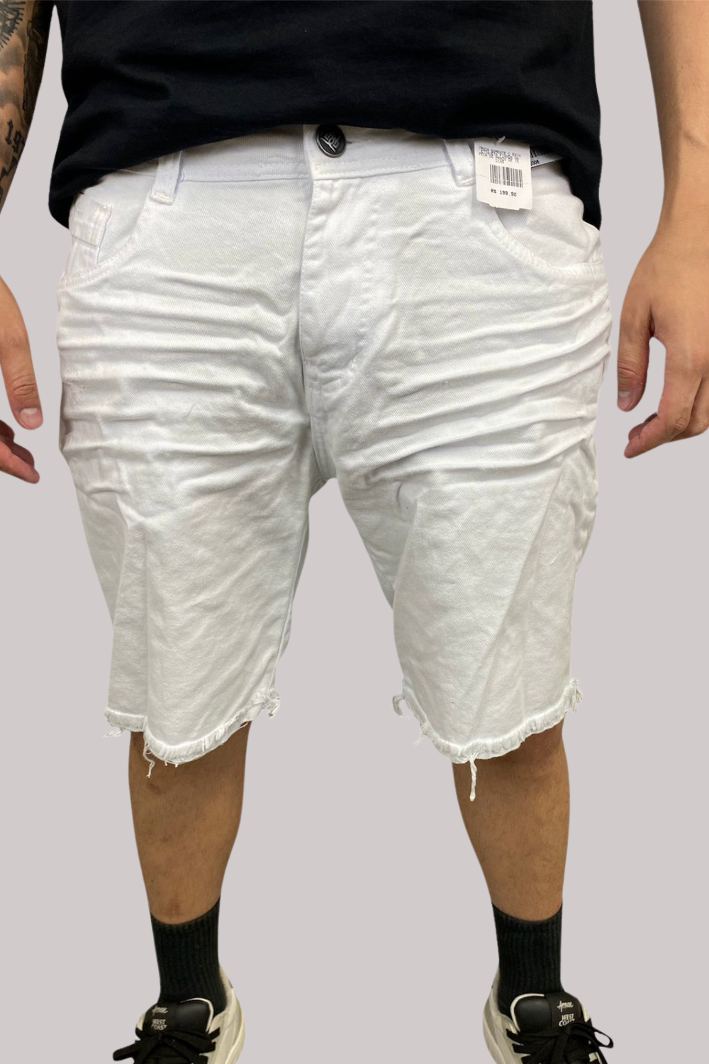 BERMUDA DEGRANT SARJA AMASSADO S/ RASGO BRANCO