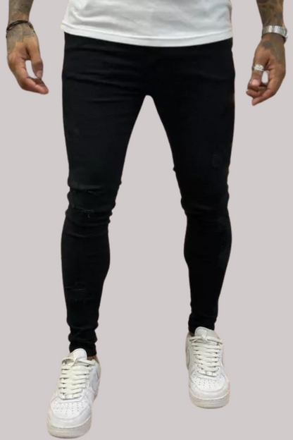 CALCA JEANS LLEVA SUPER SKINNY DETALHE DESTROYED