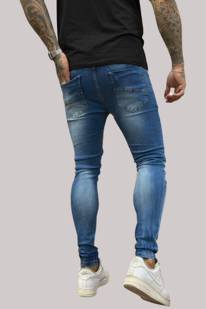 CALÇA JEANS ESCURO COM RASGOS LLEVA